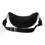 PRADA Re-Nylon Demi-lune metal hardware accessories, enamel-coated triangular metal logo, half-moon bag, single-shoulder bag for women, black